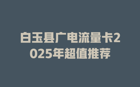 白玉县广电流量卡2025年超值推荐