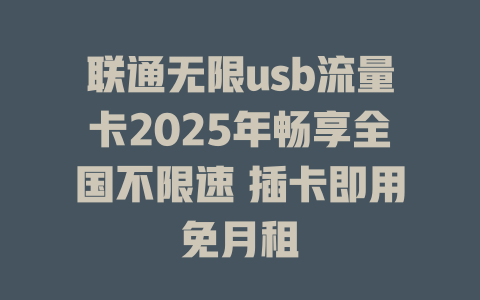 联通无限usb流量卡2025年畅享全国不限速 插卡即用免月租