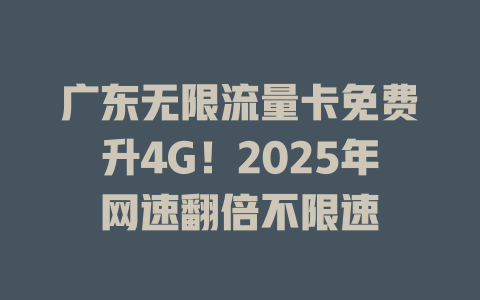 广东无限流量卡免费升4G！2025年网速翻倍不限速