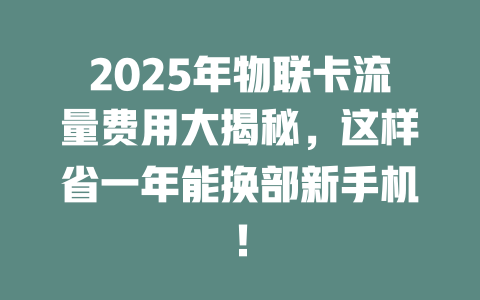 2025年物联卡流量费用大揭秘，这样省一年能换部新手机！