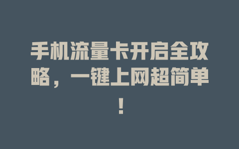 手机流量卡开启全攻略，一键上网超简单！
