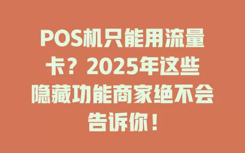 POS机只能用流量卡？2025年这些隐藏功能商家绝不会告诉你！