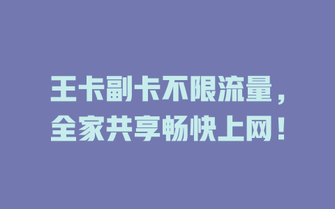 王卡副卡不限流量，全家共享畅快上网！