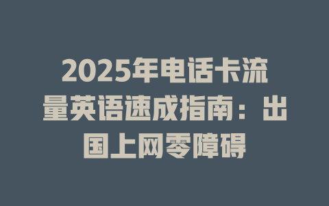 2025年电话卡流量英语速成指南：出国上网零障碍