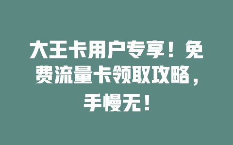 大王卡用户专享！免费流量卡领取攻略，手慢无！