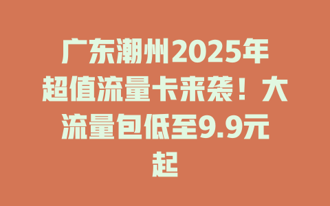 广东潮州2025年超值流量卡来袭！大流量包低至9.9元起