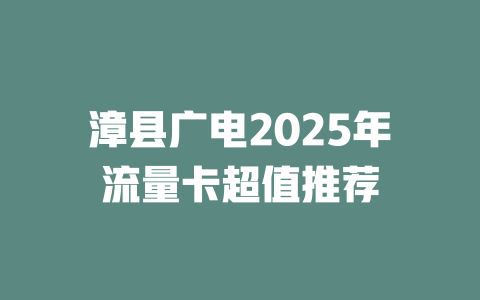漳县广电2025年流量卡超值推荐
