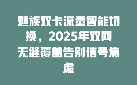 魅族双卡流量智能切换，2025年双网无缝覆盖告别信号焦虑