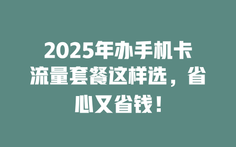 2025年办手机卡流量套餐这样选，省心又省钱！