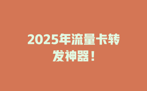 2025年流量卡转发神器！