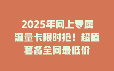 2025年网上专属流量卡限时抢！超值套餐全网最低价