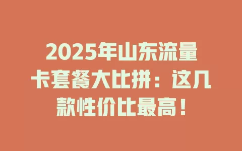 2025年山东流量卡套餐大比拼：这几款性价比最高！