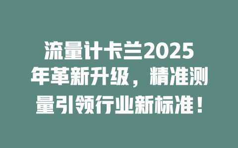 流量计卡兰2025年革新升级，精准测量引领行业新标准！