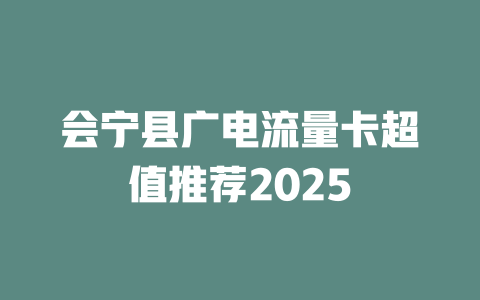 会宁县广电流量卡超值推荐2025