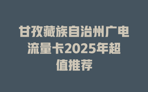 甘孜藏族自治州广电流量卡2025年超值推荐