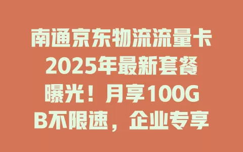南通京东物流流量卡2025年最新套餐曝光！月享100GB不限速，企业专享低至9.9元？