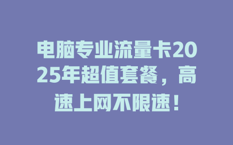 电脑专业流量卡2025年超值套餐，高速上网不限速！