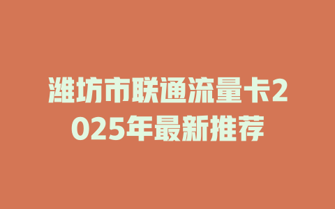潍坊市联通流量卡2025年最新推荐