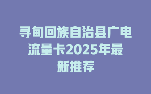 寻甸回族自治县广电流量卡2025年最新推荐