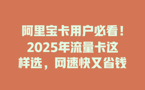 阿里宝卡用户必看！2025年流量卡这样选，网速快又省钱