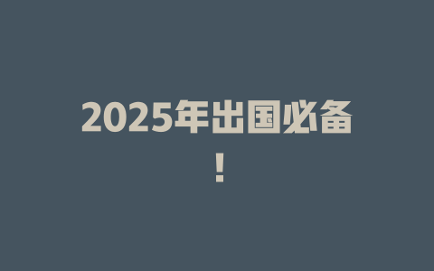 2025年出国必备！