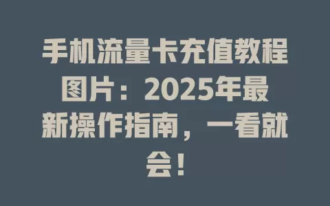 手机流量卡充值教程图片：2025年最新操作指南，一看就会！