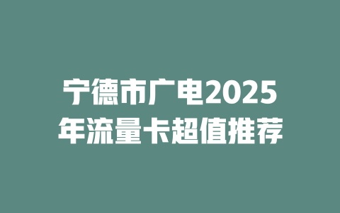 宁德市广电2025年流量卡超值推荐