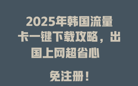 2025年韩国流量卡一键下载攻略，出国上网超省心  

免注册！