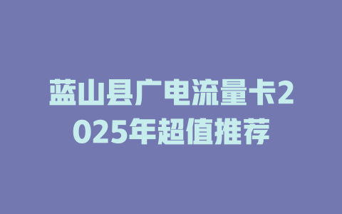蓝山县广电流量卡2025年超值推荐