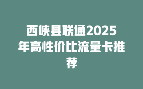 西峡县联通2025年高性价比流量卡推荐