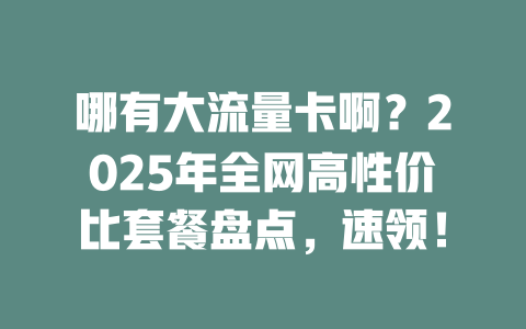 哪有大流量卡啊？2025年全网高性价比套餐盘点，速领！