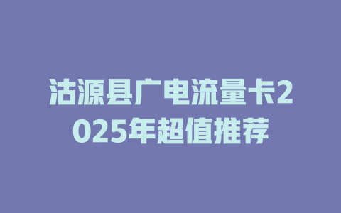 沽源县广电流量卡2025年超值推荐