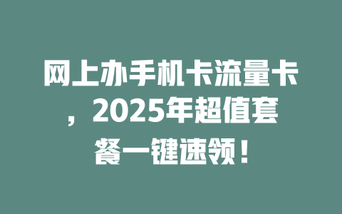 网上办手机卡流量卡，2025年超值套餐一键速领！