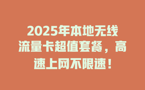 2025年本地无线流量卡超值套餐，高速上网不限速！