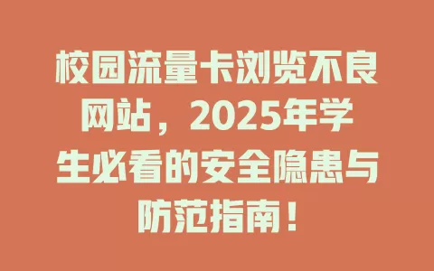 校园流量卡浏览不良网站，2025年学生必看的安全隐患与防范指南！