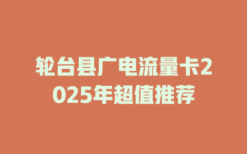 轮台县广电流量卡2025年超值推荐