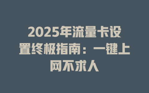 2025年流量卡设置终极指南：一键上网不求人