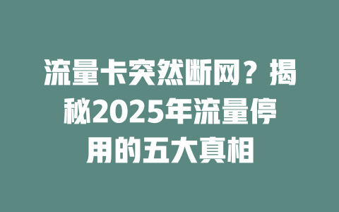 流量卡突然断网？揭秘2025年流量停用的五大真相