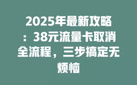 2025年最新攻略：38元流量卡取消全流程，三步搞定无烦恼