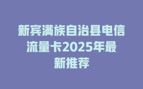 新宾满族自治县电信流量卡2025年最新推荐