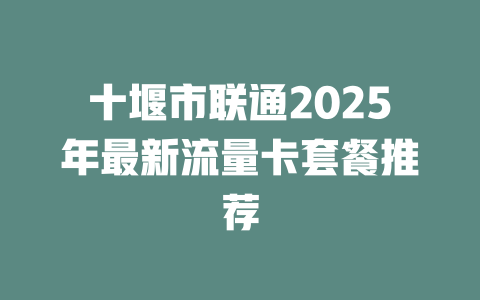 十堰市联通2025年最新流量卡套餐推荐