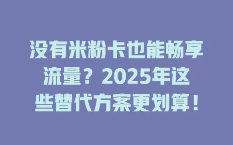 没有米粉卡也能畅享流量？2025年这些替代方案更划算！