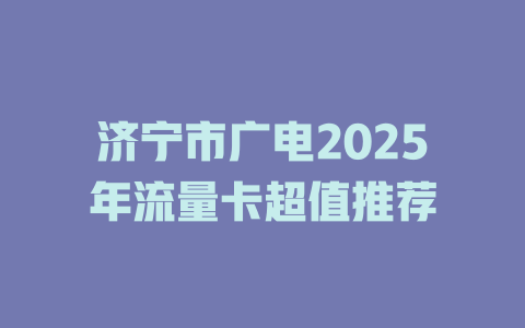 济宁市广电2025年流量卡超值推荐