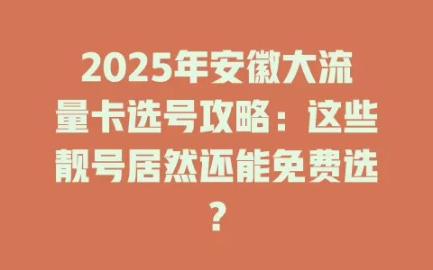 2025年安徽大流量卡选号攻略：这些靓号居然还能免费选？