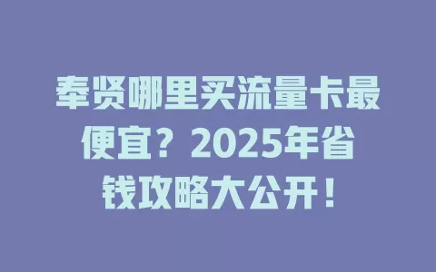 奉贤哪里买流量卡最便宜？2025年省钱攻略大公开！