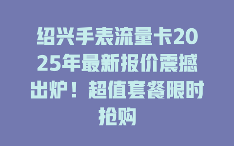 绍兴手表流量卡2025年最新报价震撼出炉！超值套餐限时抢购