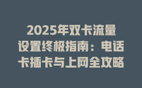 2025年双卡流量设置终极指南：电话卡插卡与上网全攻略