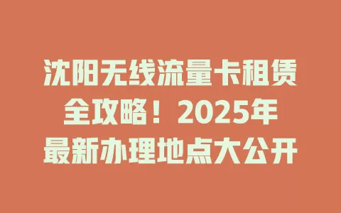 沈阳无线流量卡租赁全攻略！2025年最新办理地点大公开
