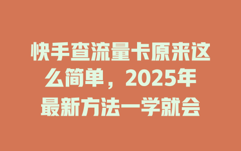 快手查流量卡原来这么简单，2025年最新方法一学就会