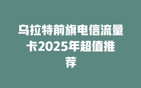 乌拉特前旗电信流量卡2025年超值推荐
